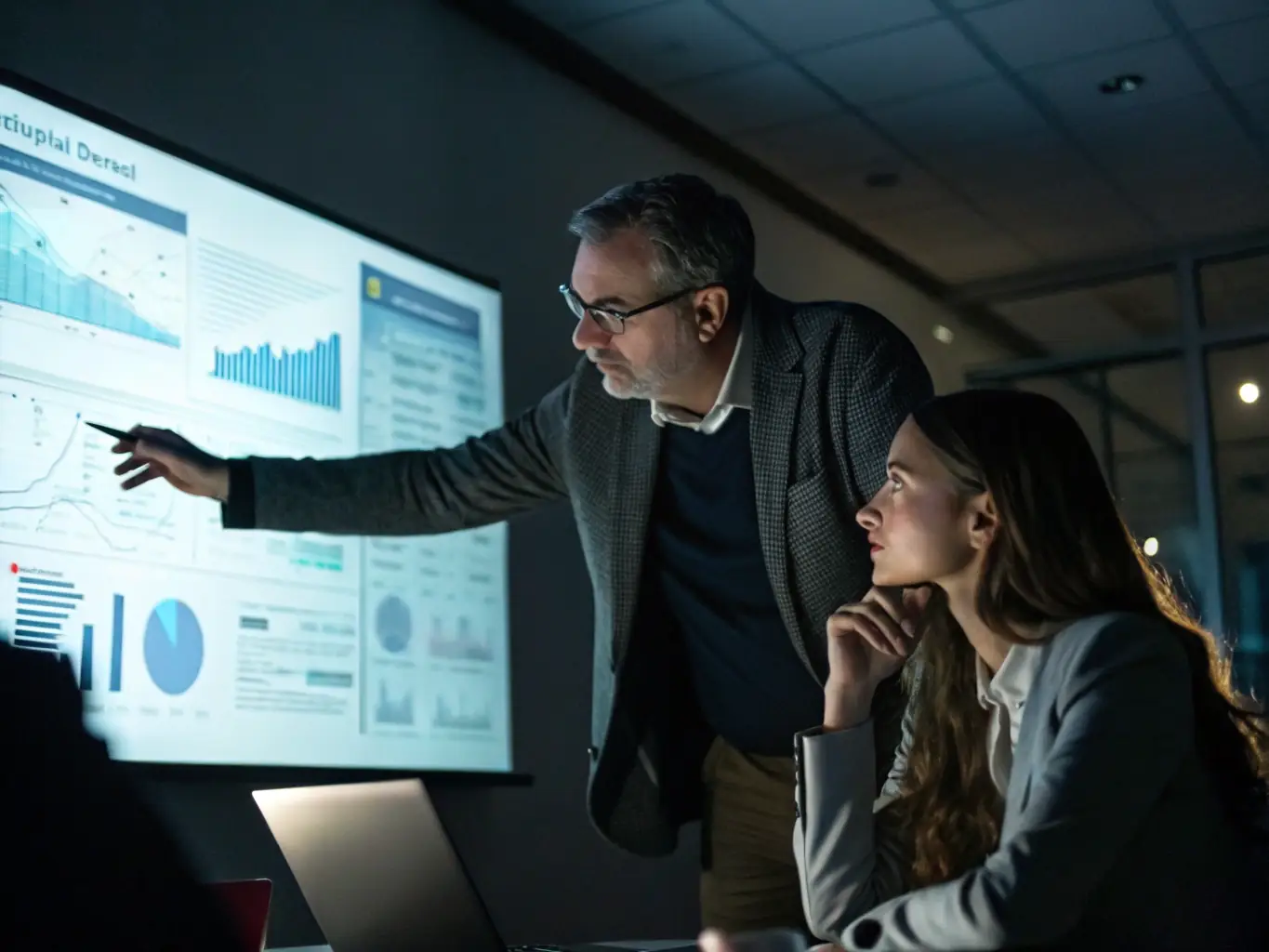 A professional coach guiding a business executive through a strategic planning session, emphasizing clarity and focus.